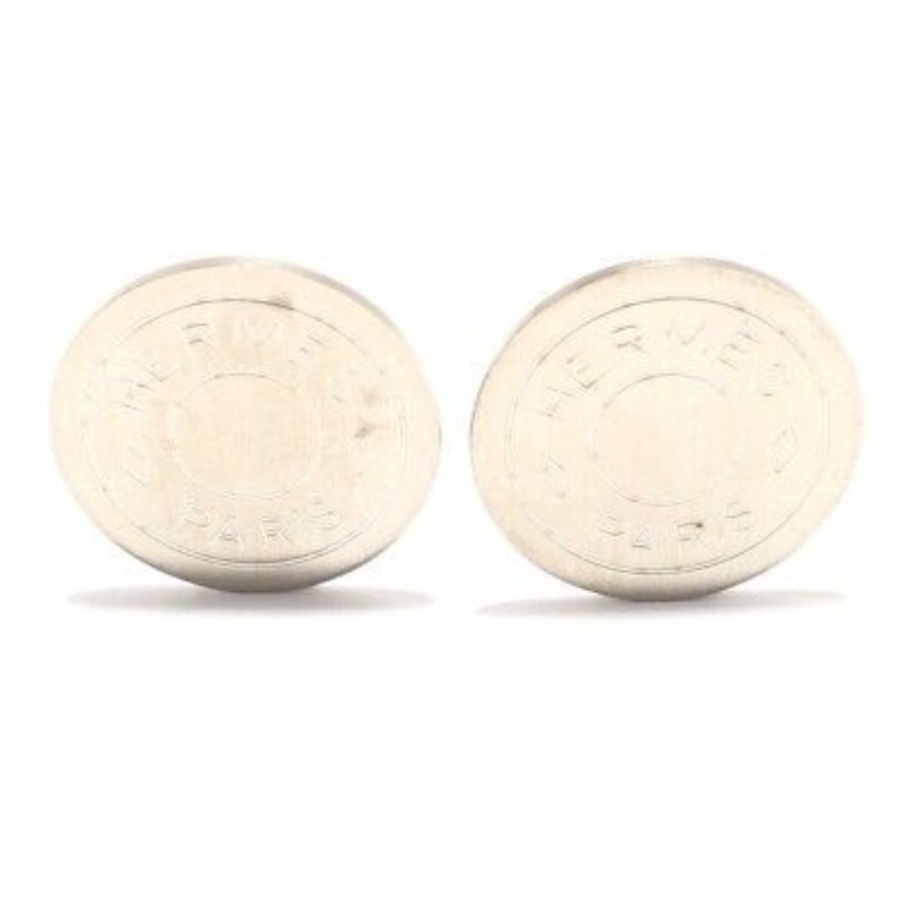 Hermes Button Stamped Clip On Earrings Authenticated